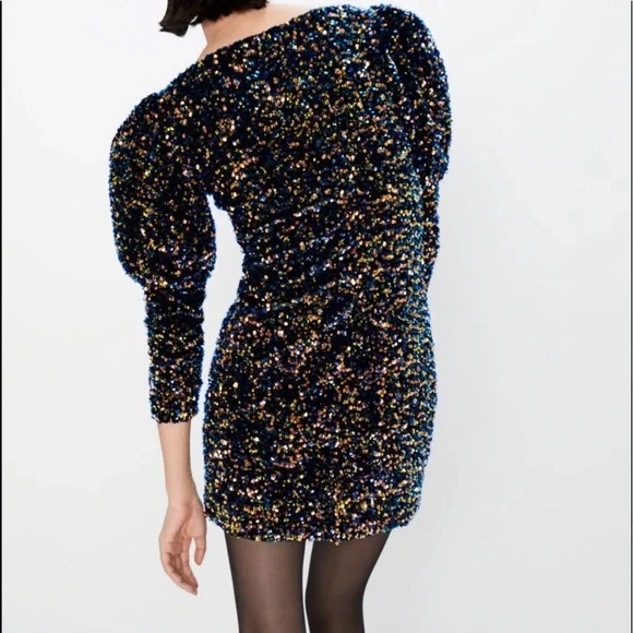 Zara Sequin Velvet Mini Dress! - Picture 3 of 11